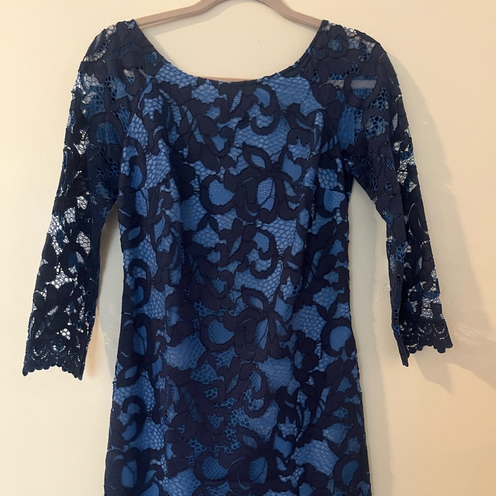 Elegant Blue Lace Dress